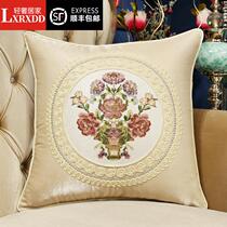 LXRXDD Modern New Chinese Mahogany Sofa Pillow Cushion Embroidered Living Room Pillow Waist Backrest Pillow Cover Core