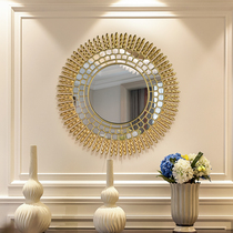 European style retro sun mirror wall-mounted light luxury living room porch mirror wall dining border creative art decorative mirror