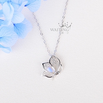 Butterfly necklace female clavicle Moonstone topaz pendant Sterling Silver does not fade temperament light luxury niche birthday gift