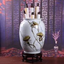 Jingdezhen ceramic hand-painted painting and calligraphy storage cylinder reel cylinder floor floor living room study painting tube decorative ornaments