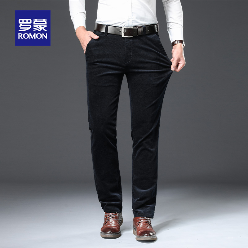 Romon pants Mens autumn and winter loose straight suit pants Tooling professional business casual formal mens casual pants