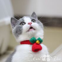 Cute pet cat kitten kitten dog Christmas collar Hanging scarf Bib bell Hand knitted