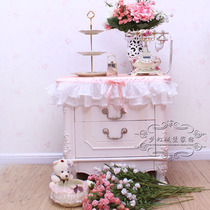 New meat pink satin double lace lace dust cover bedside table cover tablecloth tablecloth cover tablecloth cover