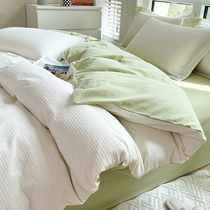 Simple ins high-quality pure cotton bed four-piece set washed cotton 100 cotton quilt cover bedding summer bed linen set