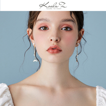 Mermaid Ji female shell fish tail earrings temperament long Joker earrings earrings ear clip without ear hole new dolphin earrings