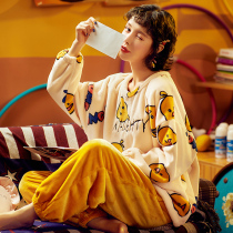 Pajamas womens autumn and winter plus velvet thickened warm coral velvet two-piece suit net red cute animal home clothes winter