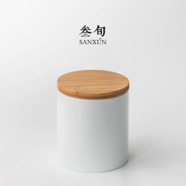 Three-year fat white tea cans Japanese fresh raw bamboo cover sealed cans ceramic tea storage tanks portable small tea storage tanks