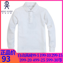 Eaton Gide boys and girls cotton white blue and white strip patch long sleeve T-shirt polo shirt 09T102 09T202