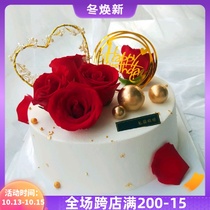 Rose cake decoration plug ornaments Big Red simulation rose flower baking birthday cake dress accessories