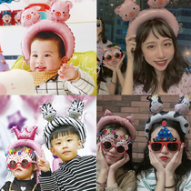 Birthday layout decoration cartoon ear balloon headband micro-business Push sweep code small gift cute Net Red Balloon