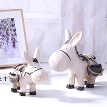 Creative pastoral resin donkey ornaments home craft decorations gift photography props living room study bedroom
