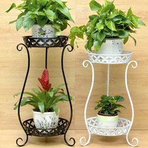 Ouqimei Wrought iron flower stand Floor-to-ceiling flower pot rack Multi-layer indoor and outdoor living room balcony green dill flower rack