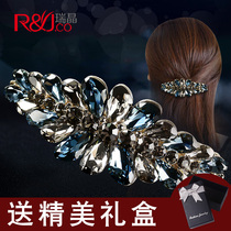 Hairclip rhinestone Korean women clip hairpin headgear mother elegant crystal atmospheric floral headdress horizontal clip horsetail clip