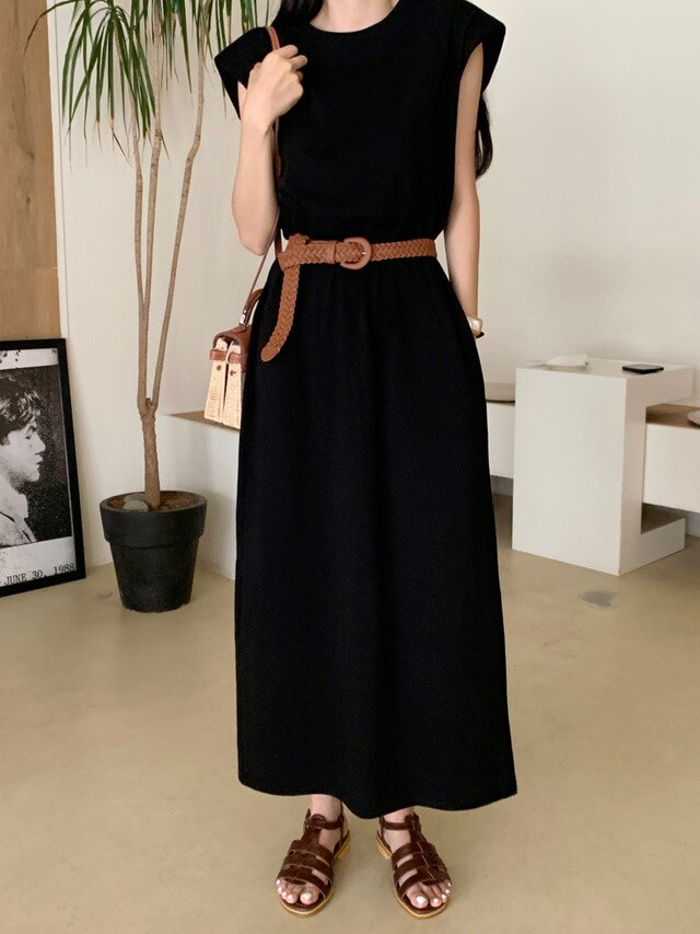 chic百搭连衣裙配腰带