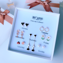 Set earrings a week without ear hole ear clip female sterling silver needle earrings temperament small and exquisite gift for girlfriend