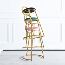 Nordic bar chair wrought iron stool storage modern simple bar chair home creative table backrest bar stool