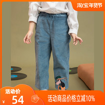 Sailor Wang Xingren series Girls cartoon printer corduroy pants 2022 spring new children's trousers