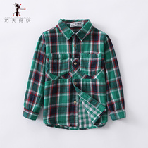 Boy plaid shirt pure cotton 2021 spring autumn new children long sleeve shirt for large children casual blouses 4004