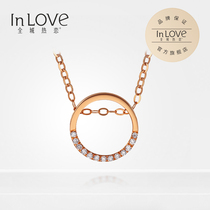 City love diamond set chain 18k rose gold fashion round womens group set with row diamonds Shiny diamond pendant set chain