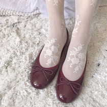 Retro lace rose blossocks embroidered ultra-thin dark tattoo woman summer sweet palace lolita white silk sock pantyhose