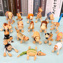 Creative environmental protection solid wood toys home decoration animal model doll gift forest animal cognition