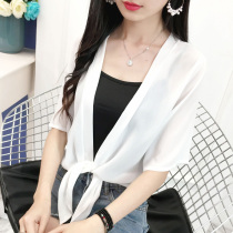 Shawl womens summer jacket with skirt Chiffon sunscreen cardigan womens summer thin short loose chiffon jacket