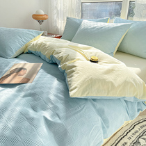 Class A high-quality waffle four-piece set cotton pure cotton washed cotton bed sheet quilt cover Nordic simple bedding 4