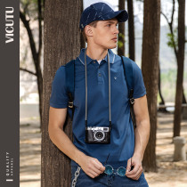 VICUTU mens t-shirt short-sleeved skin-friendly 2021 summer thin section cotton silk blended POLO shirt