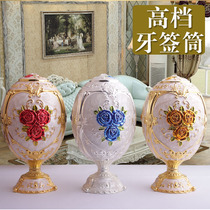 Russian toothpick box European high-end automatic portable press toothpick cylinder toothpick jar home living room decoration