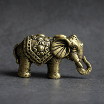 Solid Pure Brass Desk Face Small Swing Piece Elephant Auspicious Ancient Bronze Tea Darling Ornament Craft Gift Handlebar Playpiece