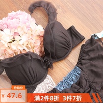 Black sexy poly-woo thin bra size bra size small chest suit lingerie for pure lace day series 2022 lingerie girl