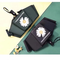 Umbrella Female Shade Minimalist grid Folding clear and rain dual-use fresh black glue creative anti-ultraviolet sun umbrella