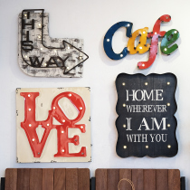 American Countryside Retro Iron Art LED Light Wall Decoration Creative English Wall-mounted Coffee Shop Bar Personality Wall Accessories