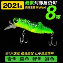 Luya bait universal Mino insect grasshopper fake bait fishing carp Herring carp grass carp silver carp domestic fish 8 grams fresh water
