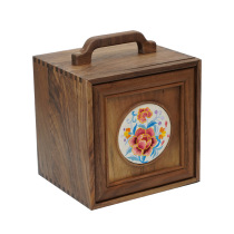 High-end walnut pure hand-made gold and silver jade jewelry box embroidery jewelry box handheld collection box