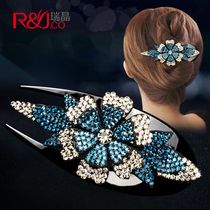 Three-tooth clip hairpin female elegant duckbill clip Korean adult hair jewelry rhinestone hair mother hairclip back top clip