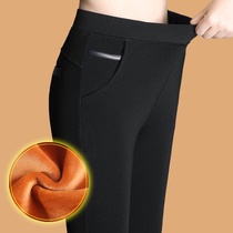 2021 Winter New plus velvet padded pants leggings womens high waist slim pants warm pants cotton pants