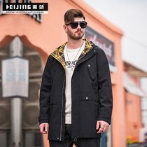 Black surge signs big code mens clothing 2022 spring new chubby tooling plus fattening up loose even hat jacket