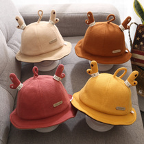 Winter baby fisherman hat autumn winter hat adorable deer corner super cute tub cap One year old male and female baby pure cotton sun hat hat Han