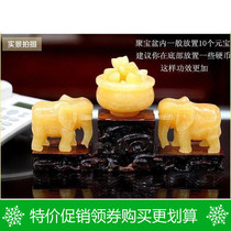 Natural rice yellow jade elephant ornaments Ronghua elephant array cornucopia jade elephant ornaments