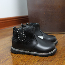 Red home boots solid color zipper soft surface casual non-slip plus velvet warm childrens short boots C708