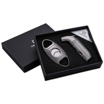 CIGARLOONG Cigar Lighter Set Stainless Steel Cigar Cutter Cigar Lighter 2 Pieces Boxed