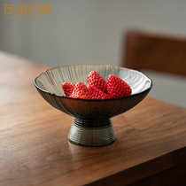 Left Tea Right-Plate High-Footwear Glass Fruit Inventory of Care Candy Snacks Living Room Household Simple Modern Dry Fruit Disc