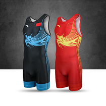 Anta national team wrestling match uniform flag mens one-piece suit sponsored by the Chinese team high elastic sports suit 45910005