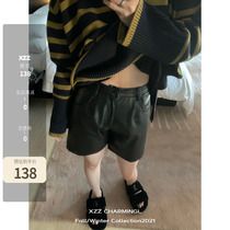Xzz Charmingl Back to field Protein Leather Lining 100 Hitch Shorts Black Pu Leather Coat Jacket Lady Spring Autumn