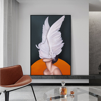 Pure hand-painted oil painting abstract simple Nordic orange feather decorative painting beauty porch atmospheric light luxury living room hanging painting