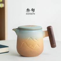 Three-year-old mountain bubble teapot household ceramic creative tea separation floating cup kung fu tea set anti-hot single pot large