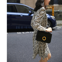 Rui time French tea break skirt retro V-collar design feel waist bubble sleeve long sleeve floral dress women autumn p z