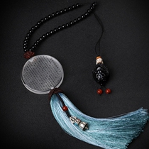 High-grade white crystal heart-Jing Car Rearview mirror pendant security safety safety charm brave car interior hanging decoration creative evil jewelry