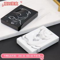 Light luxury resin soap box drain soap box drain rack creative marble water storage rack household soap dish